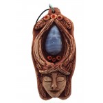 Ceramic Goddess with Blue Lace Agate Wall Art 27